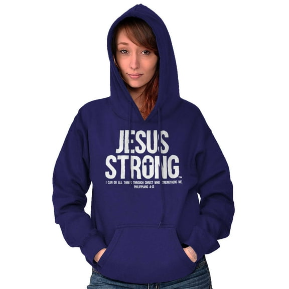 Jesus Strong Philippians 4:13 Bible Hoodie Sweatshirt Women Men Brisco Brands S