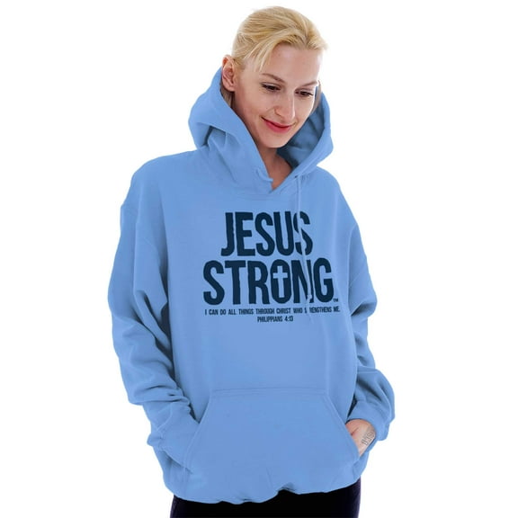Jesus Strong Philippians 4:13 Bible Hoodie Sweatshirt Women Men Brisco Brands S