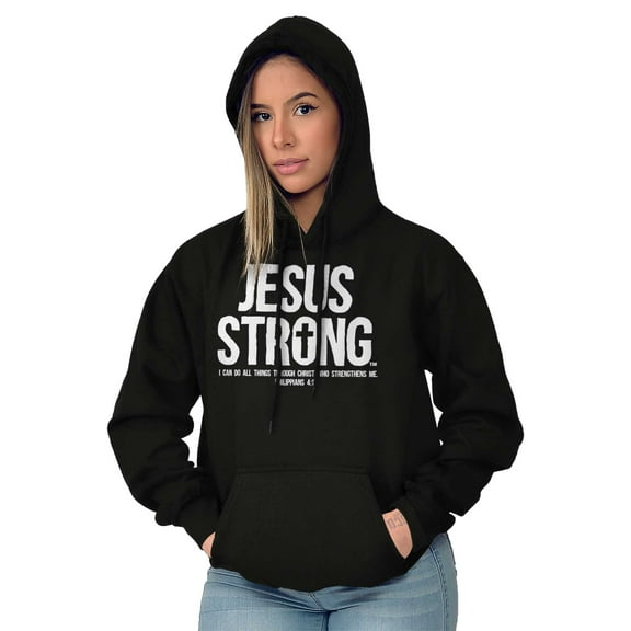 Jesus Strong Philippians 4:13 Bible Hoodie Sweatshirt Women Men Brisco Brands S