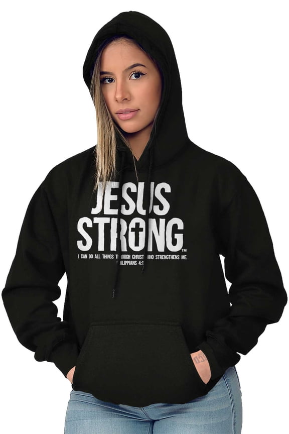 Jesus Strong Philippians 4:13 Bible Hoodie Sweatshirt Women Men Brisco Brands S