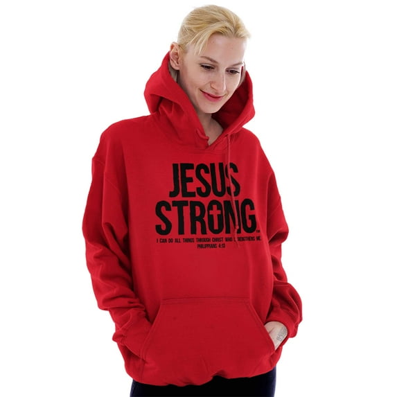Jesus Strong Philippians 4:13 Bible Hoodie Sweatshirt Women Men Brisco Brands S