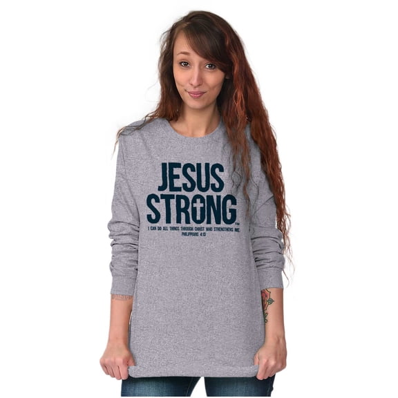 Jesus Strong Philippians 4:13 Bible Long Sleeve TShirt Men Women Brisco Brands X