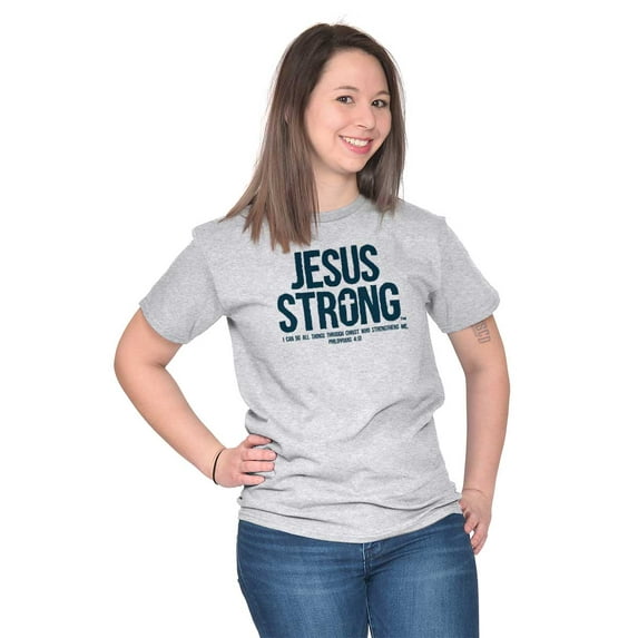 Jesus Strong Philippians 4:13 Bible Men's Graphic T Shirt Tees Brisco Brands M