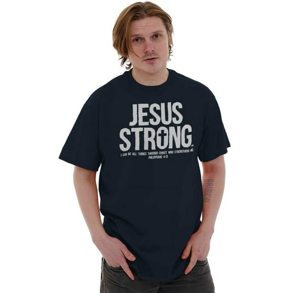 Jesus Strong Philippians 4:13 Bible Men's Graphic T Shirt Tees Brisco Brands M