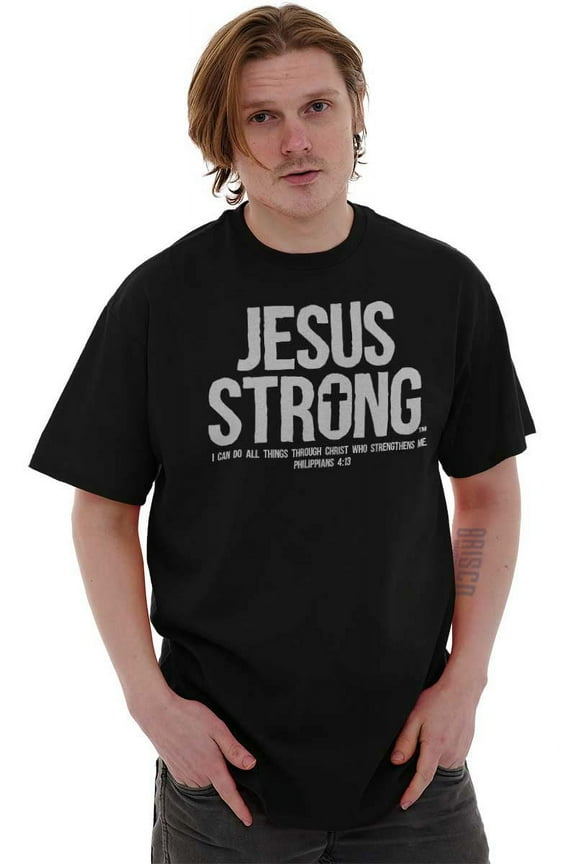 Jesus Strong Philippians 4:13 Bible Men's Graphic T Shirt Tees Brisco Brands M