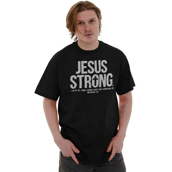 Jesus Strong Philippians 4:13 Bible Men's Graphic T Shirt Tees Brisco Brands S