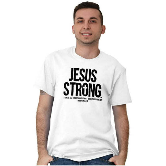 Jesus Strong Philippians 4:13 Bible Men's Graphic T Shirt Tees Brisco Brands S