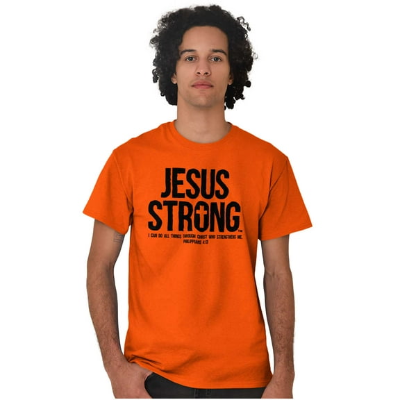 Jesus Strong Philippians 4:13 Bible Plus Size Crewneck Graphic Tee Shirt Brisco Brands 2X