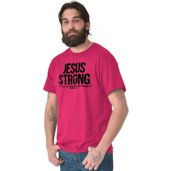 Jesus Strong Philippians 4:13 Bible Plus Size Crewneck Graphic Tee Shirt Brisco Brands 2X