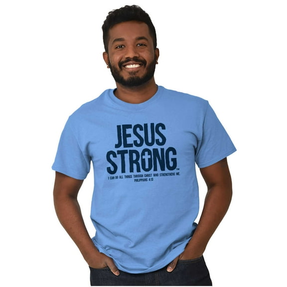 Jesus Strong Philippians 4:13 Bible Plus Size Crewneck Graphic Tee Shirt Brisco Brands 2X
