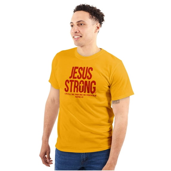 Jesus Strong Philippians 4:13 Bible Plus Size Crewneck Graphic Tee Shirt Brisco Brands 3X