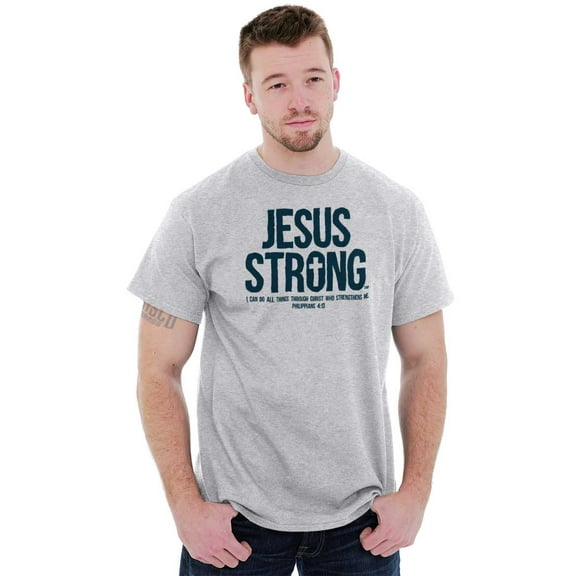 Jesus Strong Philippians 4:13 Bible Plus Size Crewneck Graphic Tee Shirt Brisco Brands 3X
