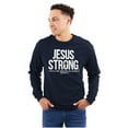 thumbnail image 1 of Jesus Strong Philippians 4:13 Bible Plus Size Long Sleeve Graphic Tee Shirt Brisco Brands 3X, 1 of 5