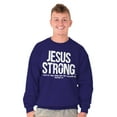 thumbnail image 1 of Jesus Strong Philippians 4:13 Bible Unisex Plus Fleece Graphic Sweatshirt Brisco Brands 3X, 1 of 5
