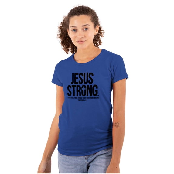 Jesus Strong Philippians 4:13 Bible Womens Fitted Plus Size Graphic Tee Brisco Brands 3X
