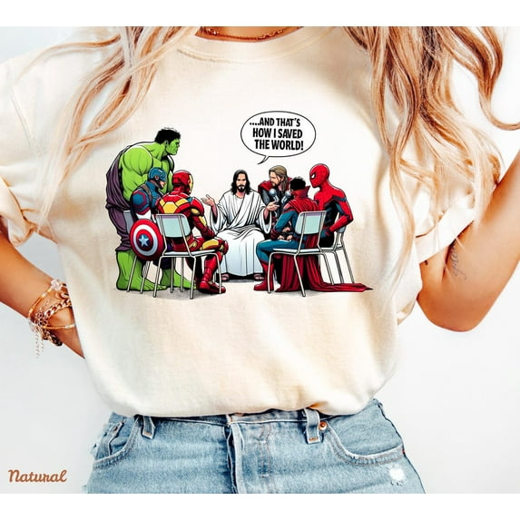 Jesus & Superheroes Christian Tee: Saved The World Shirt All Size S-5Xl