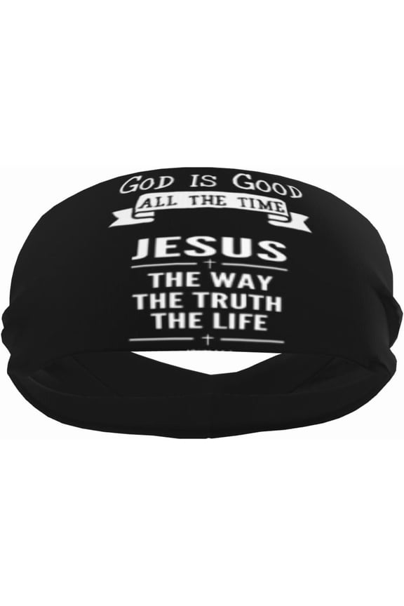 Jesus Sweatbands Bible Headbands for Christian for Sport Hiking Cross Sweatband Jesus Bible Head Bands 19.6-22.4in