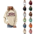 thumbnail image 1 of Jesus Sweatshirt for Women 2025 Fall Winter Long Sleeve Crewneck Bible Verse Christian Sweat Shirts Pullover Top, 1 of 4