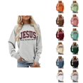 thumbnail image 1 of Jesus Sweatshirt for Women 2026 Long Sleeve Crewneck Bible Verse Christian Sweat Shirts Pullover Top, 1 of 4