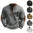 thumbnail image 1 of Jesus Sweatshirts for Men 2025 Fall Winter Long Sleeve Half Zipper Cross Christian Sweatshirt Pullover Tops, 1 of 3
