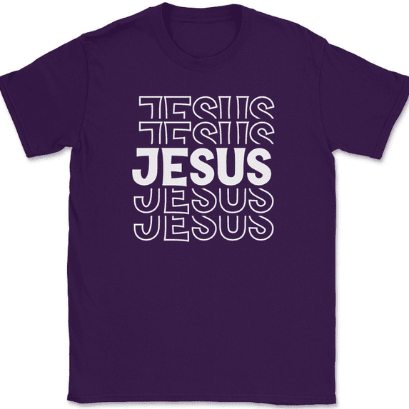 Jesus T-Shirt Christian Bible God Praise Worship Thank You Gift Tee - Purple, S