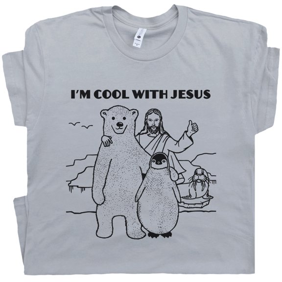 Jesus T Shirt I'm Cool With Jesus Christ Shirt Funny Christian Graphic Tees for Women Men Ladies Guys Religious Fun Bible Faith Based