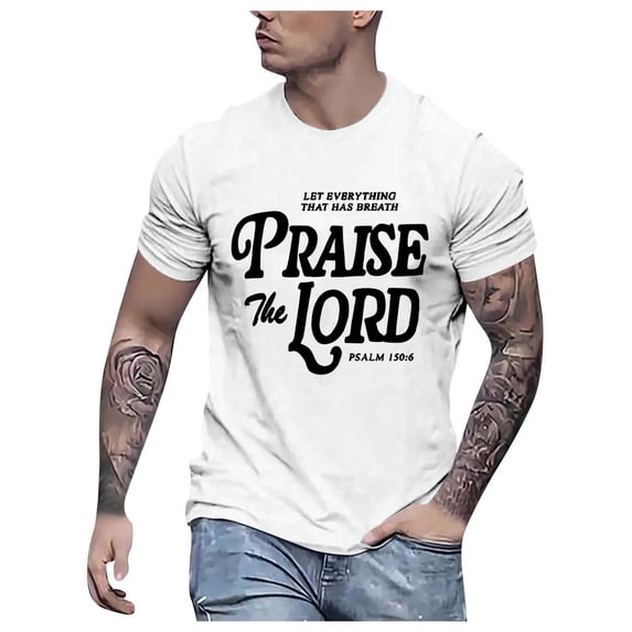 Jesus T Shirt for Men Bible Verse Christian Tee Short Sleeve Crew Neck Tops