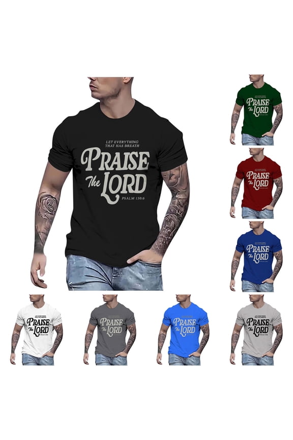 Jesus T Shirts for Men Christian Religious Praise Tees The Lord Bible Verse Oversized Graphic Tshirt Grey M