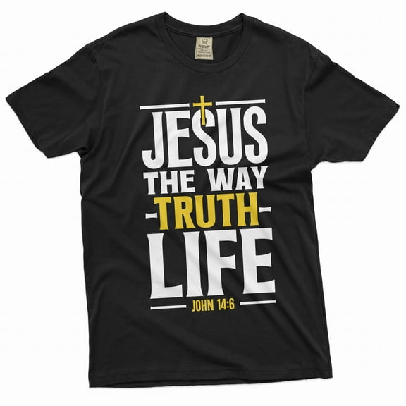 Jesus T-shirt Christian Jesus way truth life tee shirt Church tee shirt Mom grandma dad gift tee (4X-Large Black)