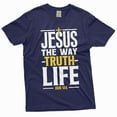 thumbnail image 1 of Jesus T-shirt Christian Jesus way truth life tee shirt Church tee shirt Mom grandma dad gift tee (Medium Navy Blue), 1 of 6