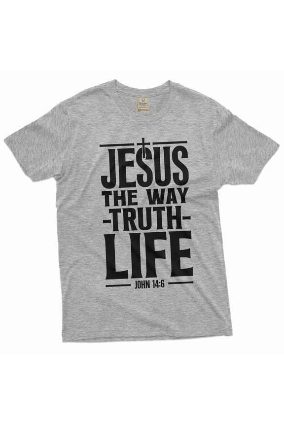 Jesus T-shirt Christian Jesus way truth life tee shirt Church tee shirt Mom grandma dad gift tee (Small Grey)