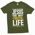 thumbnail image 1 of Jesus T-shirt Christian Jesus way truth life tee shirt Church tee shirt Mom grandma dad gift tee (XX-Large Military Green), 1 of 6