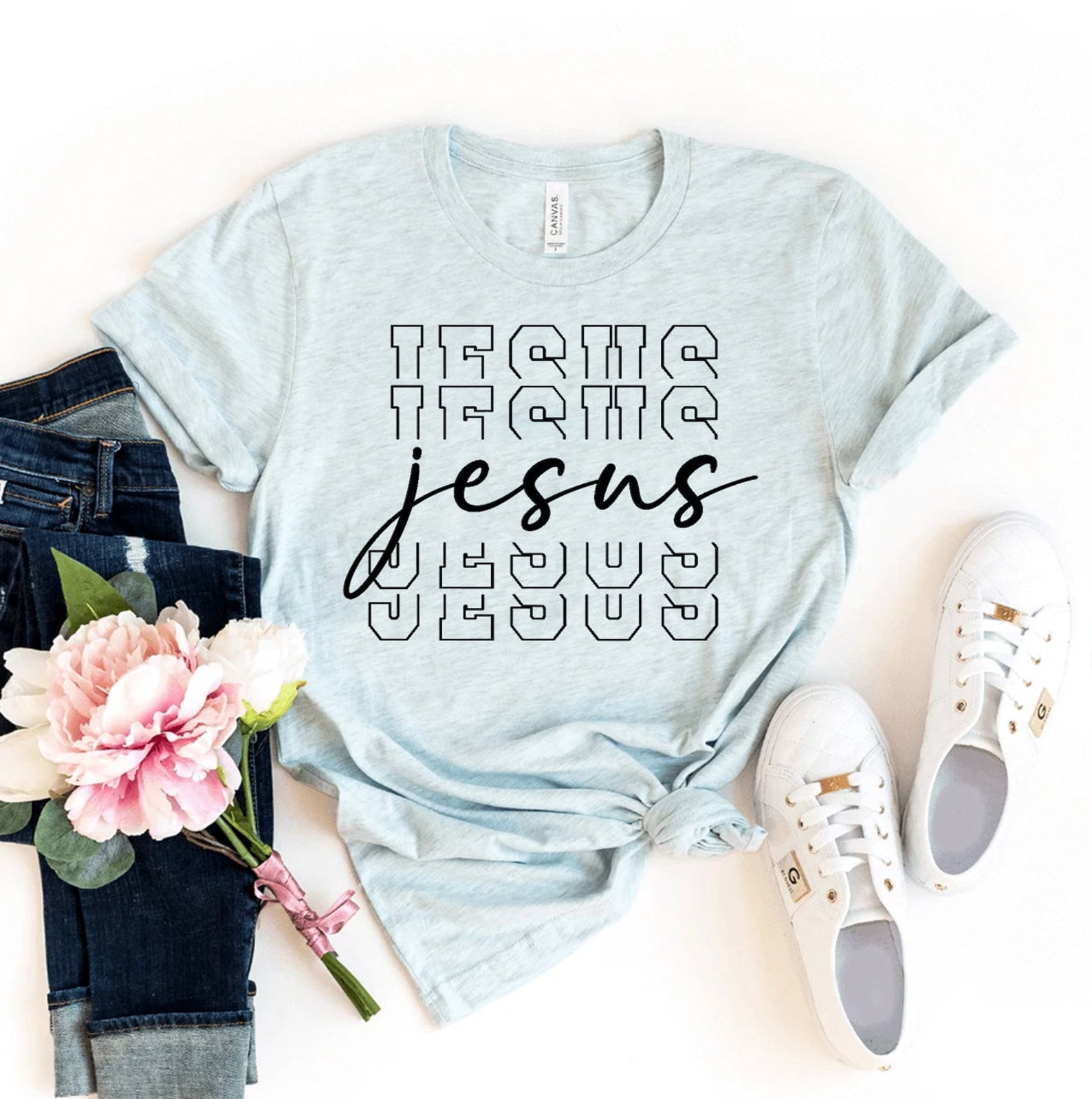 Jesus T-shirt Vertical Cross Shirt Christian Top Faith Gift Religious ...