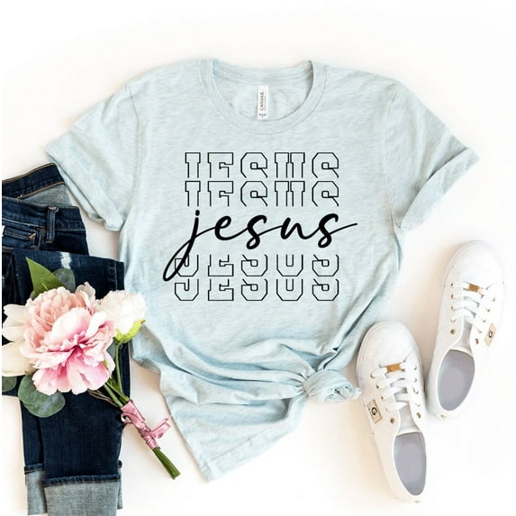 Jesus T-shirt Vertical Cross Shirt Christian Top Faith Gift Religious Shirts Church Grace Tee Prayer Gifts Love Women