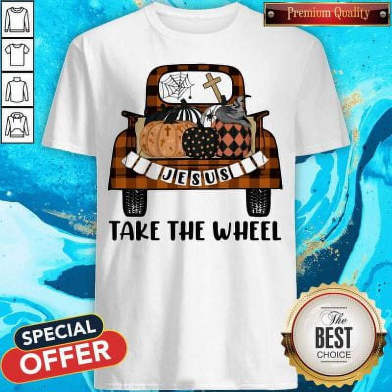 Jesus Take The Wheel Pumpkin Witch Truck Halloween Shirt
