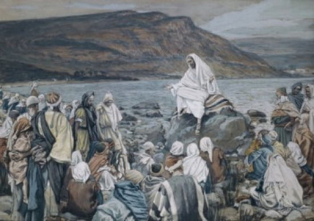 Jesus Teaching by the Seashore  James J Tissot (1836-1902 French) Watercolor on Paper Canvas Art - James Tissot (24 x 36)