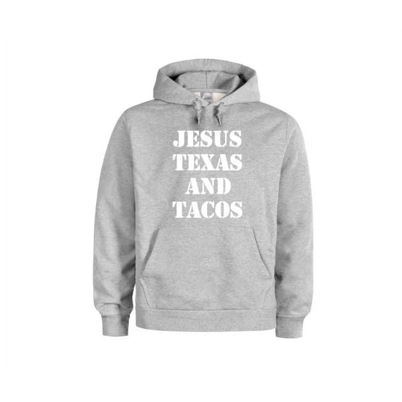 Jesus Texas And Tacos, Texas Hoodie, Texas Apparel, Funny Hoodies, Gift For Her, Dad Hoodie, Texan Pride, Texan Apparel, Jesus, Tacos, Taco, Grey (White Text), LARGE
