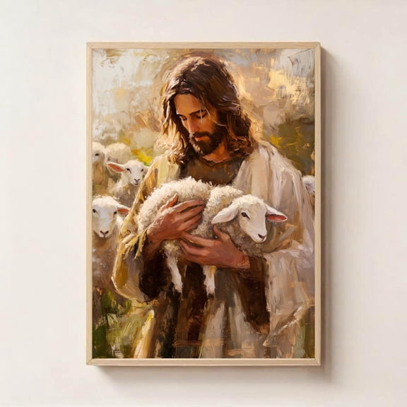 Jesus The Good Shepherd Wall Art - Christian | Faith-Based Religious Home Decor | Spiritual Art UNFRAMED Poster, Wall Art for Decor, Present, 8x12