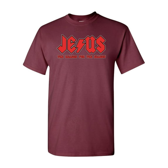 Jesus The Reason For The Season Adult DT T-Shirts Tee (XX Large, Maroon)