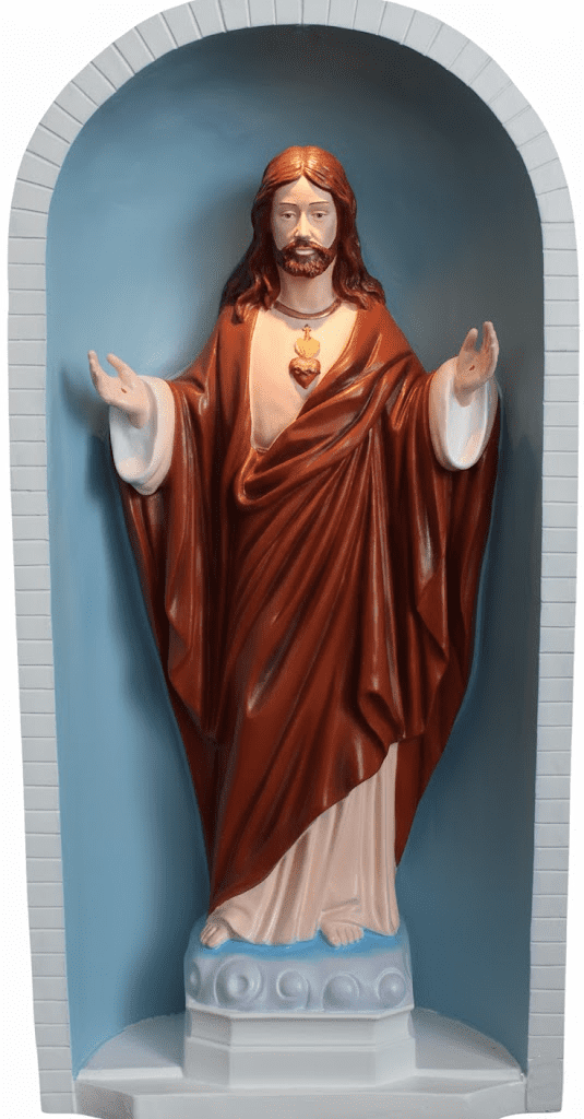 Jesus The Sacred Heart Grotto and Statue, One-Piece, Garden Statue, 36" Height