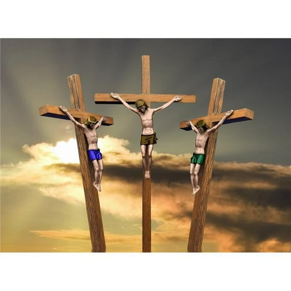 Jesus & The Two Thieves On The Cross Poster Print, Large - 34 x 24