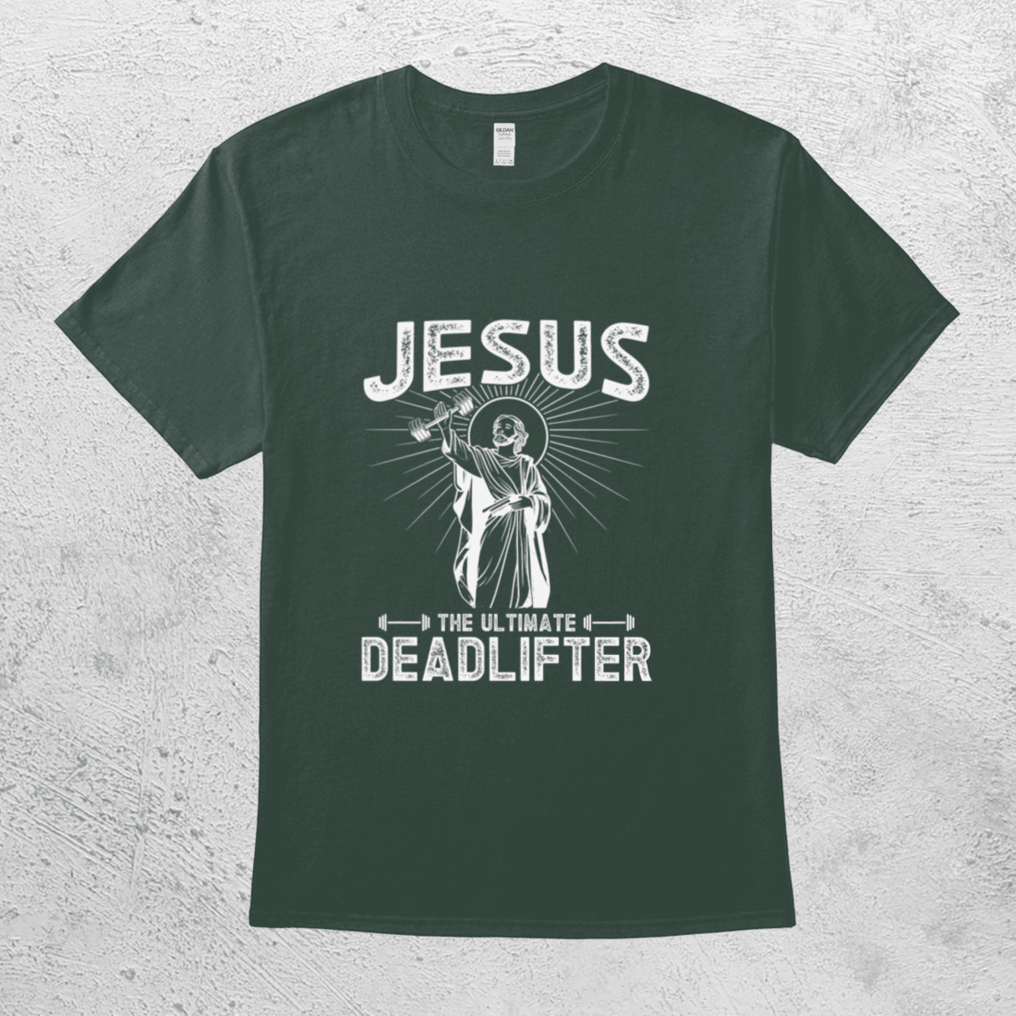 Jesus The Ultimate Deadlifter Funny Gym Pun Hilarious Christian Fitness Workout Exercise TShirt