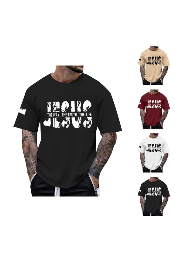 Jesus The Way The Truth The Life Graphic Tees for Men 2026 Summer Casual Short Sleeve Crewneck Christian T Shirts