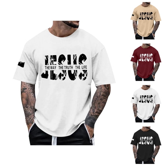 Jesus The Way The Truth The Life Graphic Tees for Men 2026 Summer Casual Short Sleeve Crewneck Christian T Shirts