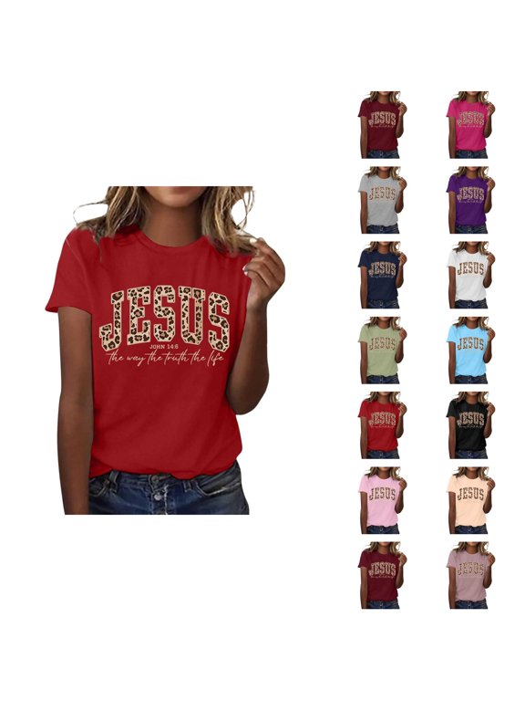 Jesus The Way The Truth The Life Graphic Tees for Women 2026 Summer Casual Short Sleeve Crewneck Christian T Shirts