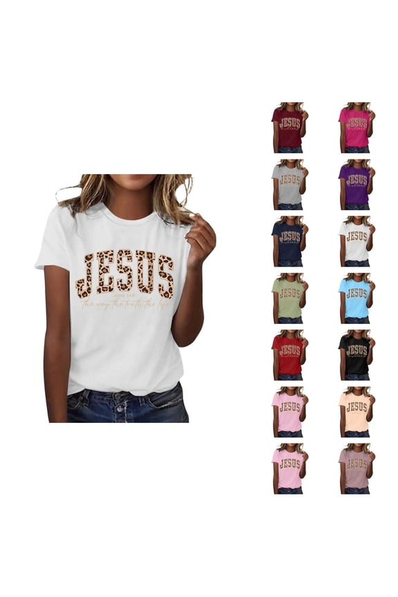 Jesus The Way The Truth The Life Graphic Tees for Women 2026 Summer Casual Short Sleeve Crewneck Christian T Shirts