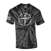 Jesus The Way The Truth The Life John 146 Scripture Nail Cross Shirt Jesus Mens Christian Short Sleeve T-Shirt Graphic Tee-Black Tie Dye-xl
