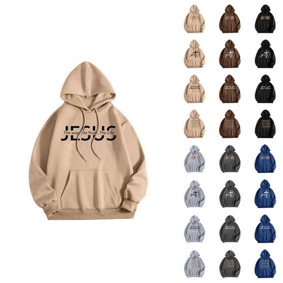Jesus The Way The Truth The Life Pullover Hoodies for Women Fall Winter Long Sleeve Christian Hooded Sweatshirt with Pockets