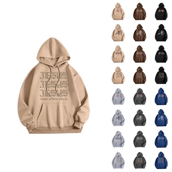 Jesus The Way The Truth The Life Pullover Hoodies for Women Fall Winter Long Sleeve Christian Hooded Sweatshirt with Pockets