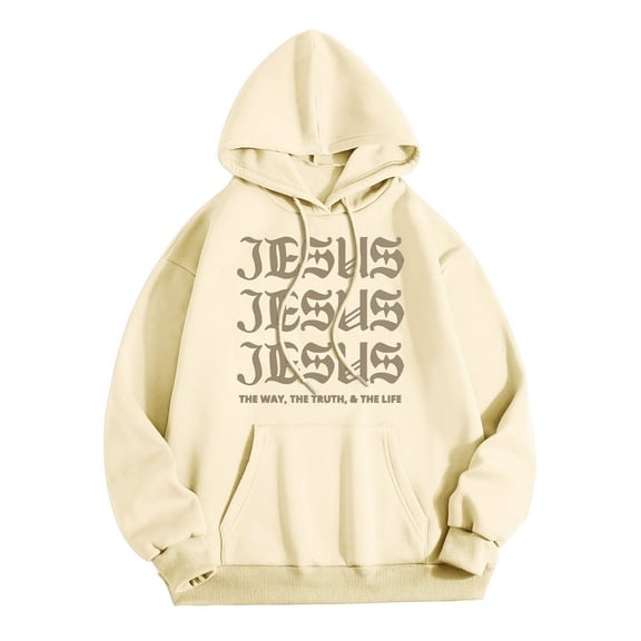 Jesus The Way The Truth The Life Pullover Hoodies for Women Fall Winter Long Sleeve Christian Hooded Sweatshirt with Pockets
